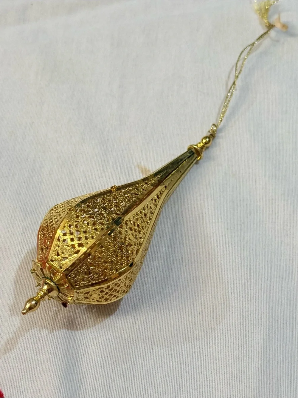 BALDWIN 24kt GOLD FINISH BRASS DROPLET CHRISTMAS ORNAMENT 77020.010 Lot of 2 VTG